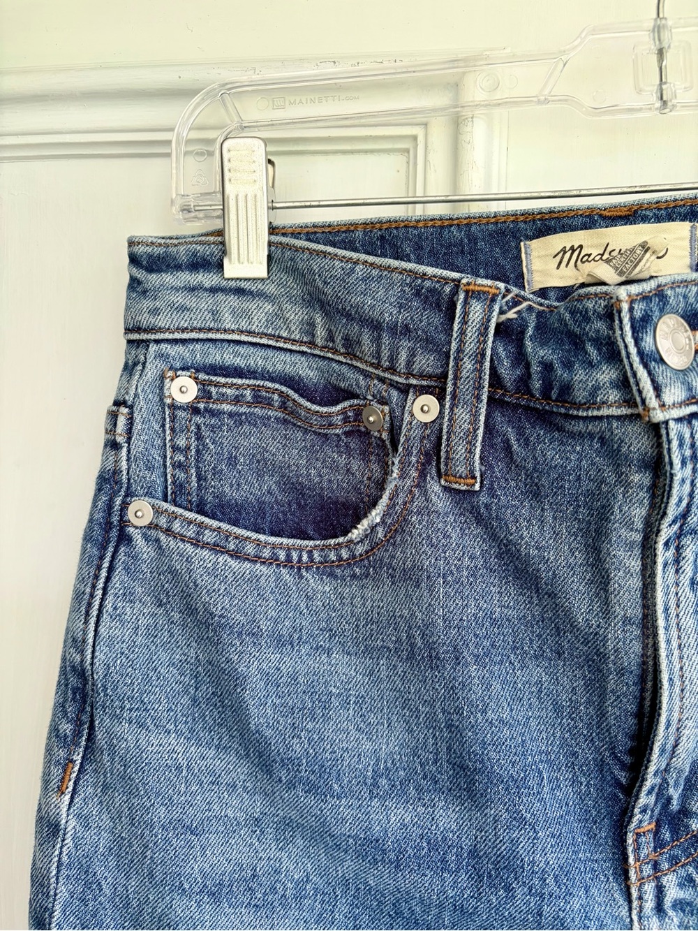 Madewell High-Rise Slim Straight Jeans in Medium Blue - Picture 3 of 9
